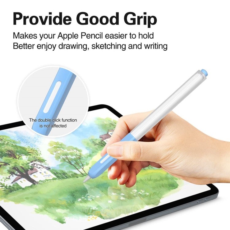 For Apple Pencil 2 Non-Slip Anti-Fall Translucent Segmented Pen Case(Crescent White)