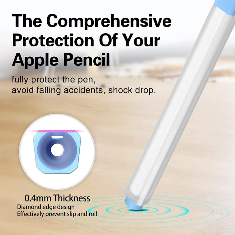 For Apple Pencil 2 Non-Slip Anti-Fall Translucent Segmented Pen Case(Crescent White)