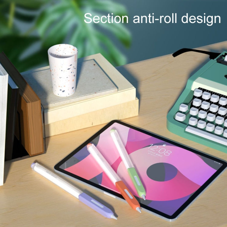 For Apple Pencil 2 Non-Slip Anti-Fall Translucent Segmented Pen Case(Crescent White)