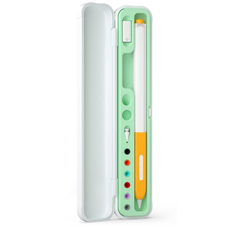 For Apple Pencil 1/2 Capacitance Pen Adapter Accessory Storage Box(Green)