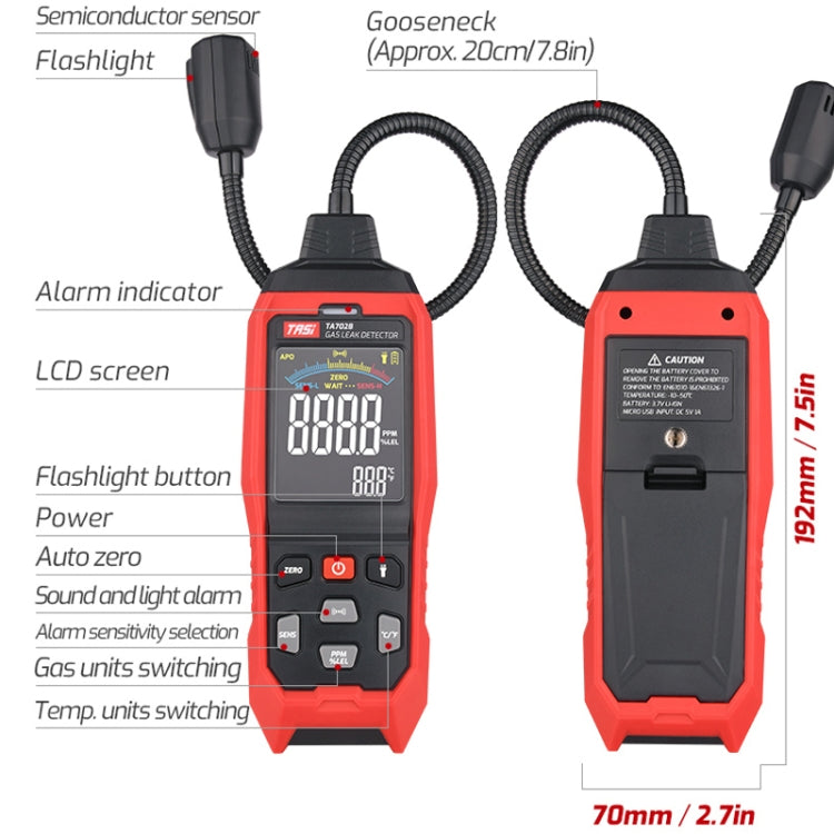 TASI TA702B Simulation Bar+Digital Display Cumbelo Gas Detector Portable Gas Testing Instrument Natural Gas Discovery Detective