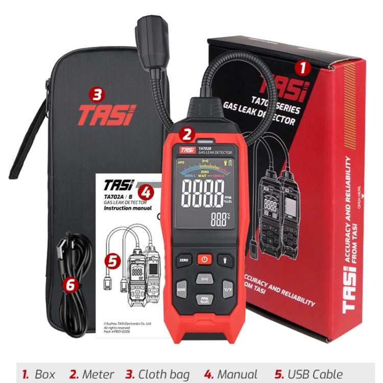 TASI TA702B Simulation Bar+Digital Display Cumbelo Gas Detector Portable Gas Testing Instrument Natural Gas Discovery Detective