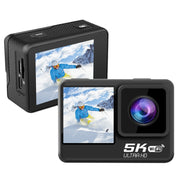 5K/30FPS WIFI HD Anti-Shake Remote Touch Dual-Screen IP68 Water-resistant Sports Camera, Style: Black