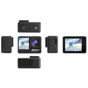 5K/30FPS WIFI HD Anti-Shake Remote Touch Dual-Screen IP68 Water-resistant Sports Camera, Style: Black