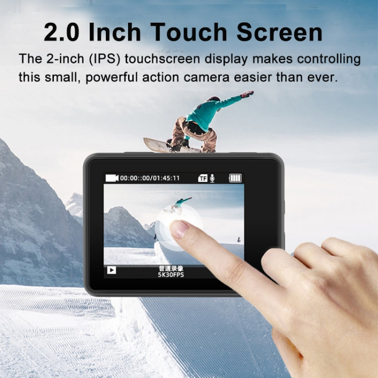 5K/30FPS WIFI HD Anti-Shake Remote Touch Dual-Screen IP68 Water-resistant Sports Camera, Style: Camera + 64G Card