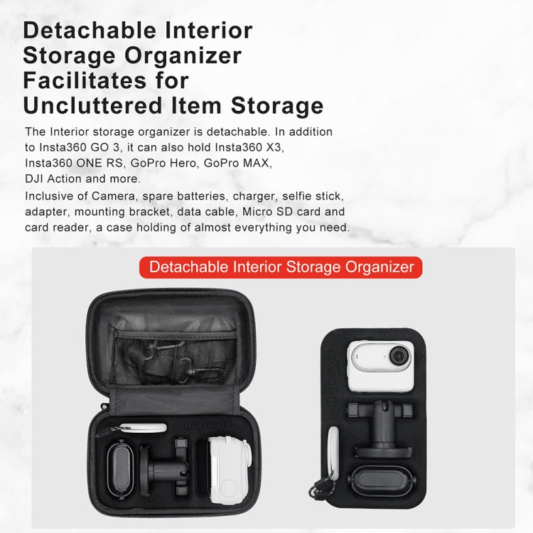 For Insta360 GO 3 AMagisn Hard Shell Storage Bag Water-resistant Bag(Pearl White)