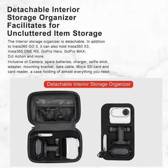 For Insta360 GO 3 AMagisn Hard Shell Storage Bag Water-resistant Bag(Pearl White)