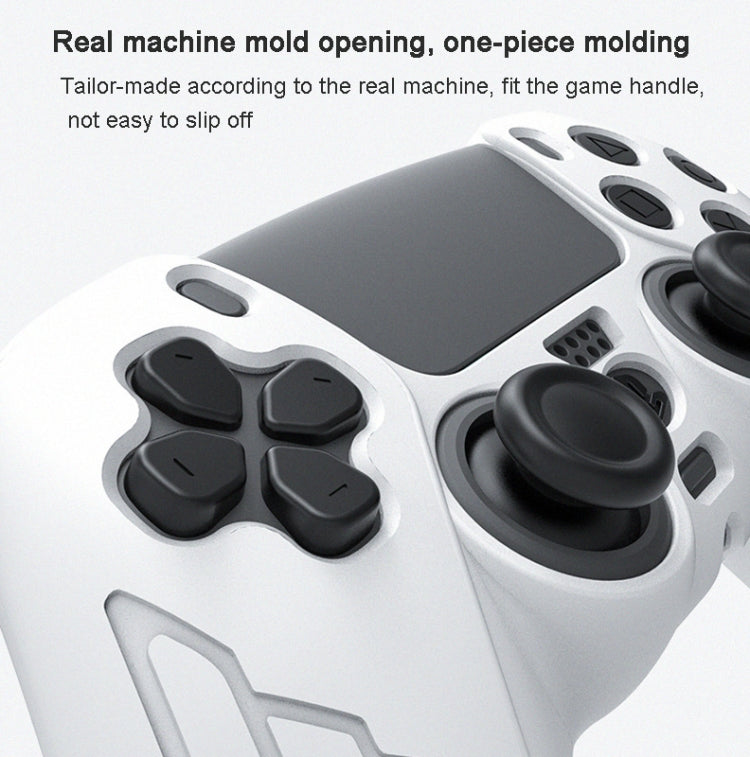 For PS5 Gamepad Silicone Case Non-slip Texture Thickened Protective Cover(White)