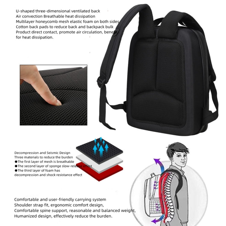 For DJI AVATA Storage Bag Hard Shell Water-resistant Shoulder Bag Backpack(Black EVA Lining)