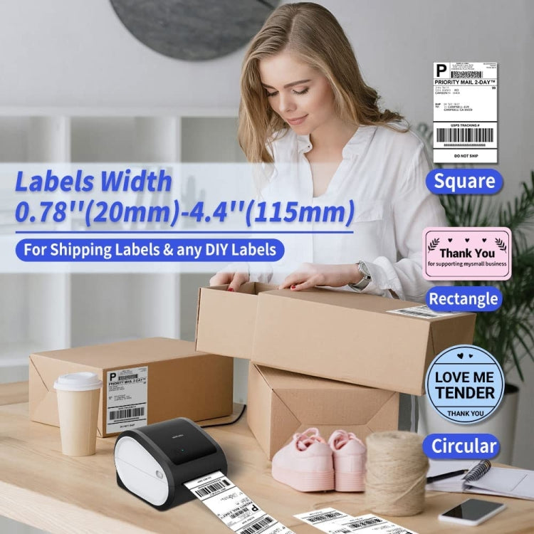 Phomemo D520-BT Bluetooth Thermal Shipping Label Printer Wireless Desktop Printer For Barcode Address Labels, Size: EU(Pink White)