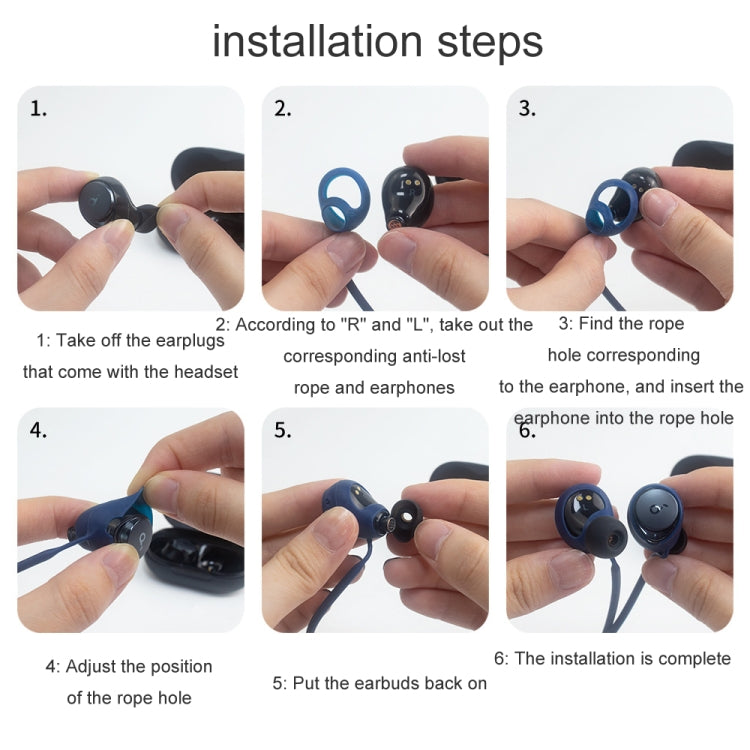 For Anker Soundcore Space A40 2pcs Headphones Silicone Anti-Lost Cord(Black)