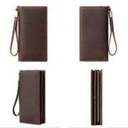 HUMERPAUL RFID Large Capacity Leather Wallet Long Men Pump Mobile Phone(Brown)
