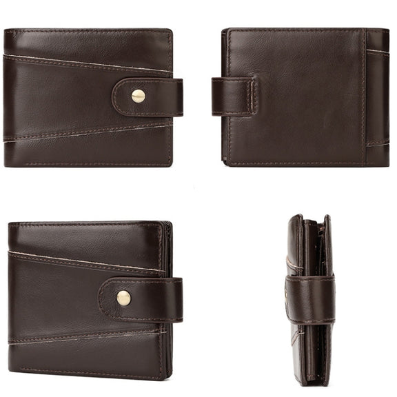 HUMERPAUL RFID Anti-magnetic Cox Purse Multi-card Card Bag Short Men Wallet(Brown)