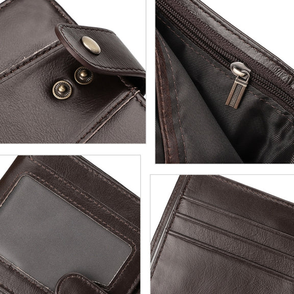 HUMERPAUL RFID Anti-magnetic Cox Purse Multi-card Card Bag Short Men Wallet(Brown)