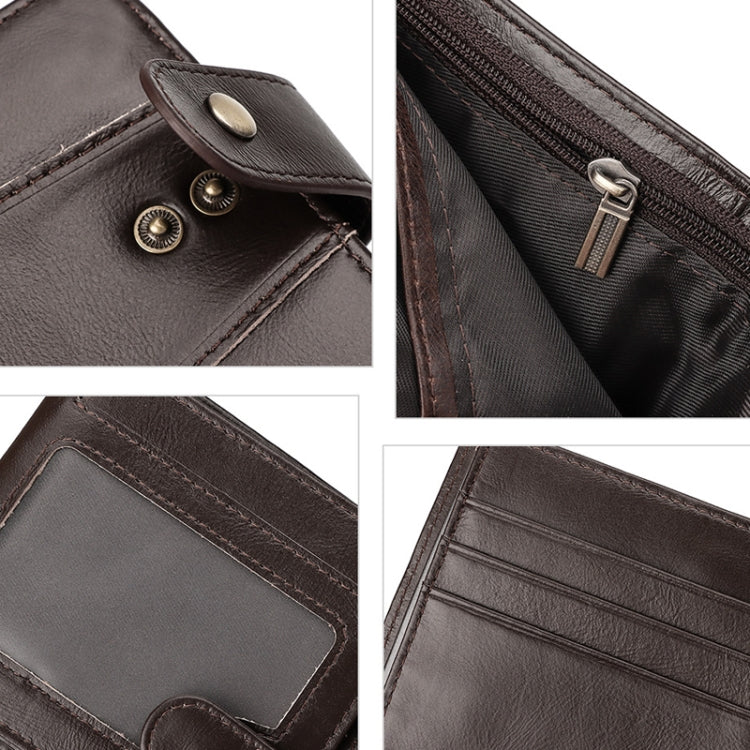 HUMERPAUL RFID Anti-magnetic Cox Purse Multi-card Card Bag Short Men Wallet(Brown)