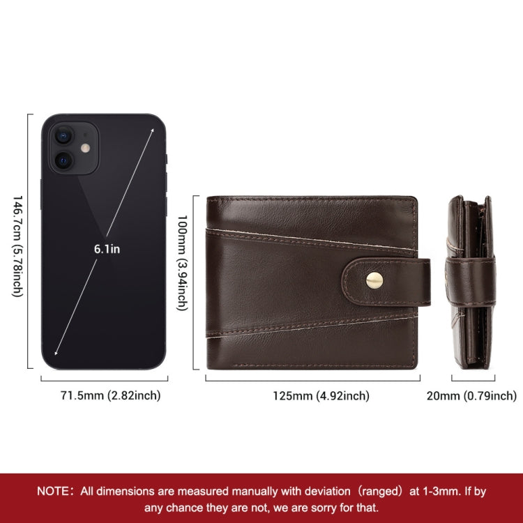 HUMERPAUL RFID Anti-magnetic Cox Purse Multi-card Card Bag Short Men Wallet(Brown)