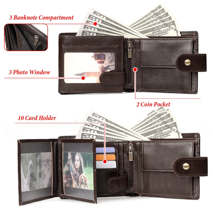 HUMERPAUL RFID Anti-magnetic Cox Purse Multi-card Card Bag Short Men Wallet(Brown)