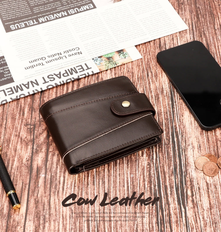 HUMERPAUL RFID Anti-magnetic Cox Purse Multi-card Card Bag Short Men Wallet(Brown)