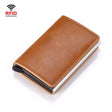 HUMERPAUL RFID Anti-Magnetic Automatic Card Set Credit Card Box Coin Bag(Brown) - free shipping - PMC TechLife - Order now!