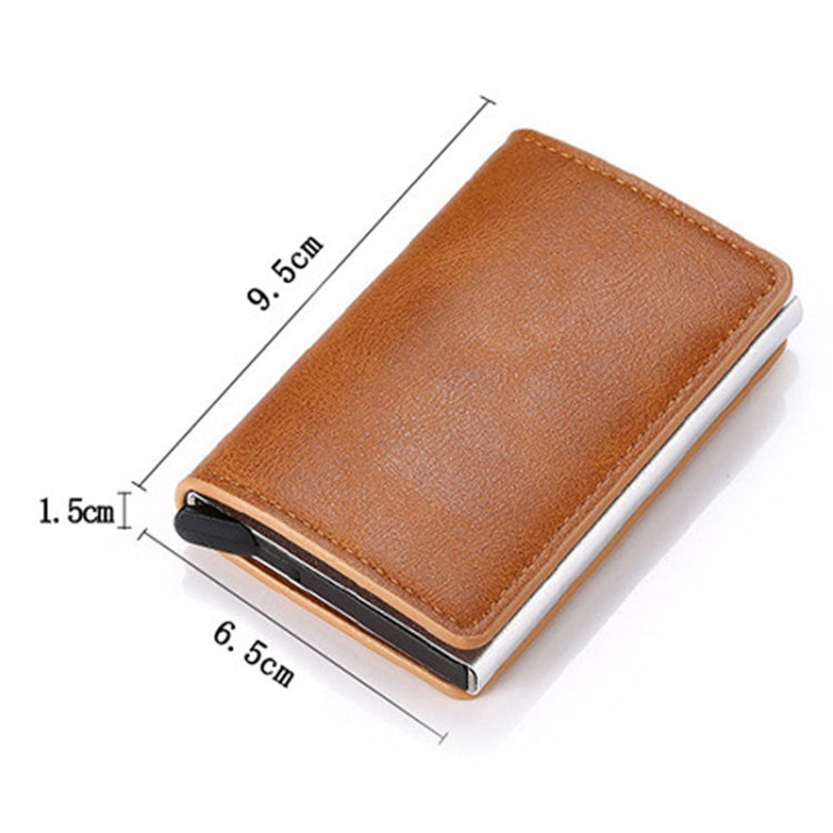HUMERPAUL RFID Anti-Magnetic Automatic Card Set Credit Card Box Coin Bag(Dark Brown)