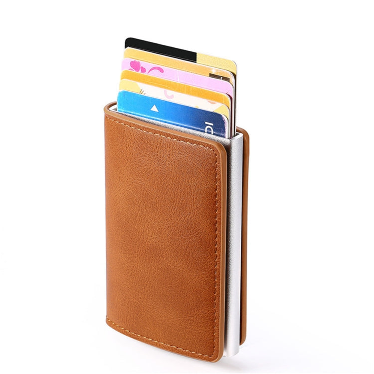 HUMERPAUL RFID Anti-Magnetic Automatic Card Set Credit Card Box Coin Bag(Brown)