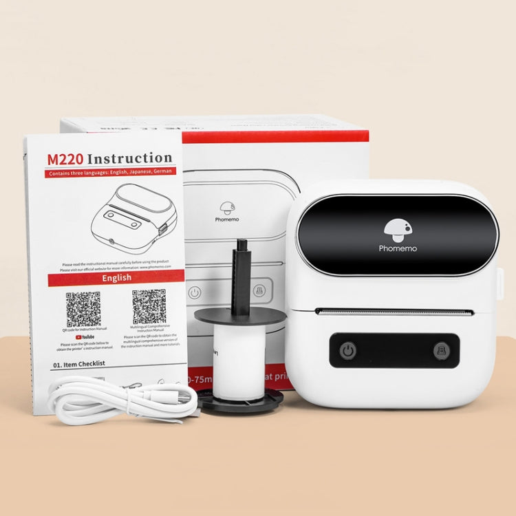 Phomemo M220 Jewelry Clothing Tags Bluetooth Thermist Strip Tag Printer(Black)
