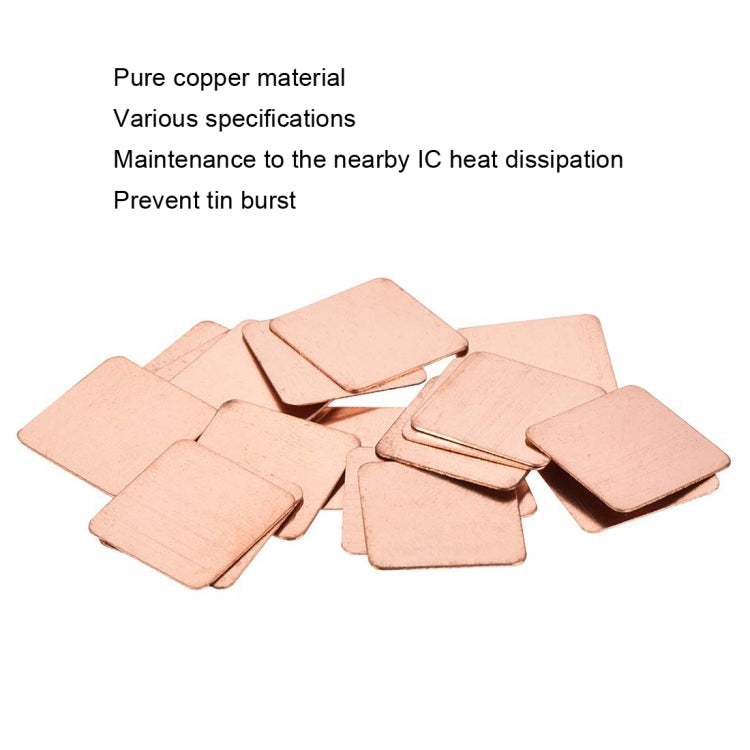 20pcs Laptop Cooling Copper Heat Sink Thermal Conductive Tabs Cell Phone Computer Graphics Card Heat Sinks 15x15x1.2mm