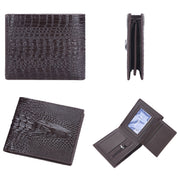 Baellerry Crocodile Print Men Short Wallet Vintage Multi-card Slot Coin Purse(Brown Head)