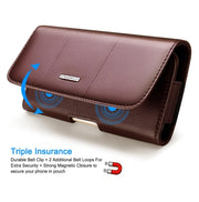 Nuoku Magnetic Flaps Leather Belt Case For Smart Phones, Size: 17.3 x 8 x 2.5cm  6.7 Inch(Brown)