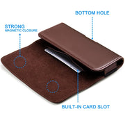 Nuoku Magnetic Flaps Leather Belt Case For Smart Phones, Size: 17.3 x 8 x 2.5cm  6.7 Inch(Black)