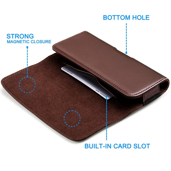 Nuoku Magnetic Flaps Leather Belt Case For Smart Phones, Size: 17.3 x 8 x 2.5cm  6.7 Inch(Black)