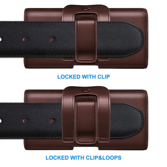 Nuoku Magnetic Flaps Leather Belt Case For Smart Phones, Size: 17.3 x 8 x 2.5cm  6.7 Inch(Black)