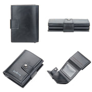 Baellerry RFID Anti-Theft Automatic Pop-Up Card Wallet Buckle Metal Aluminum Shell Card Holder(Black)