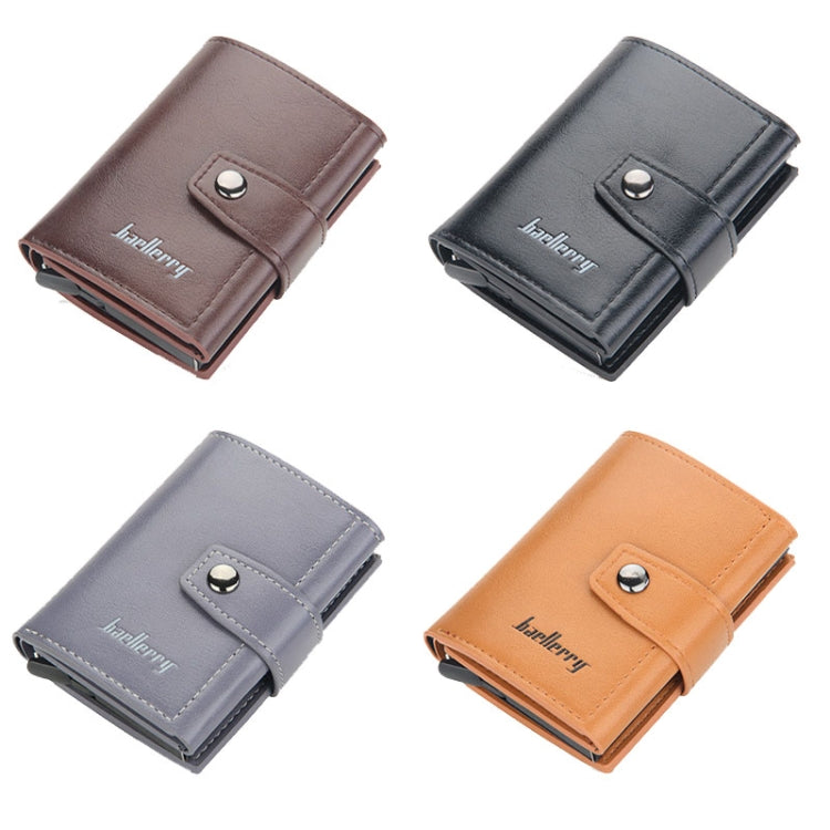 Baellerry RFID Anti-Theft Automatic Pop-Up Card Wallet Buckle Metal Aluminum Shell Card Holder(Black)