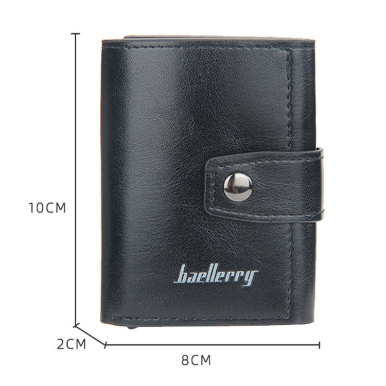Baellerry RFID Anti-Theft Automatic Pop-Up Card Wallet Buckle Metal Aluminum Shell Card Holder(Coffee)
