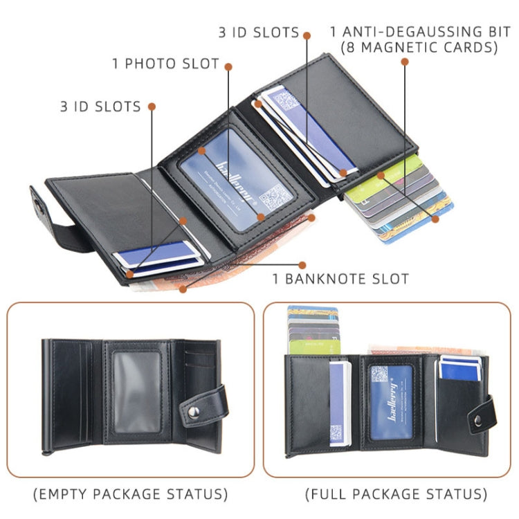 Baellerry RFID Anti-Theft Automatic Pop-Up Card Wallet Buckle Metal Aluminum Shell Card Holder(Coffee)