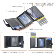 Baellerry RFID Anti-Theft Automatic Pop-Up Card Wallet Buckle Metal Aluminum Shell Card Holder(Black)