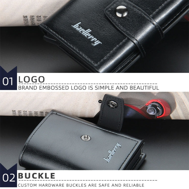 Baellerry RFID Anti-Theft Automatic Pop-Up Card Wallet Buckle Metal Aluminum Shell Card Holder(Coffee)