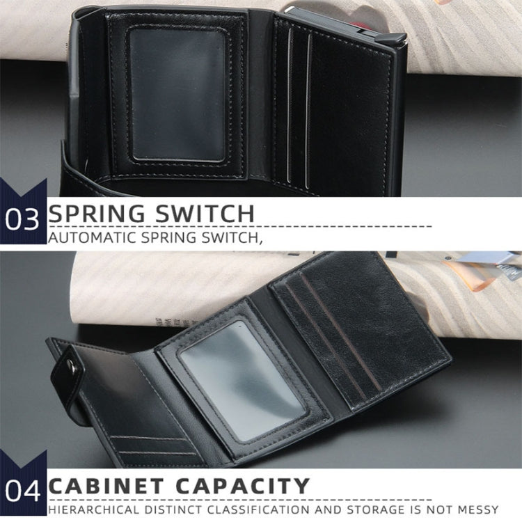 Baellerry RFID Anti-Theft Automatic Pop-Up Card Wallet Buckle Metal Aluminum Shell Card Holder(Black)