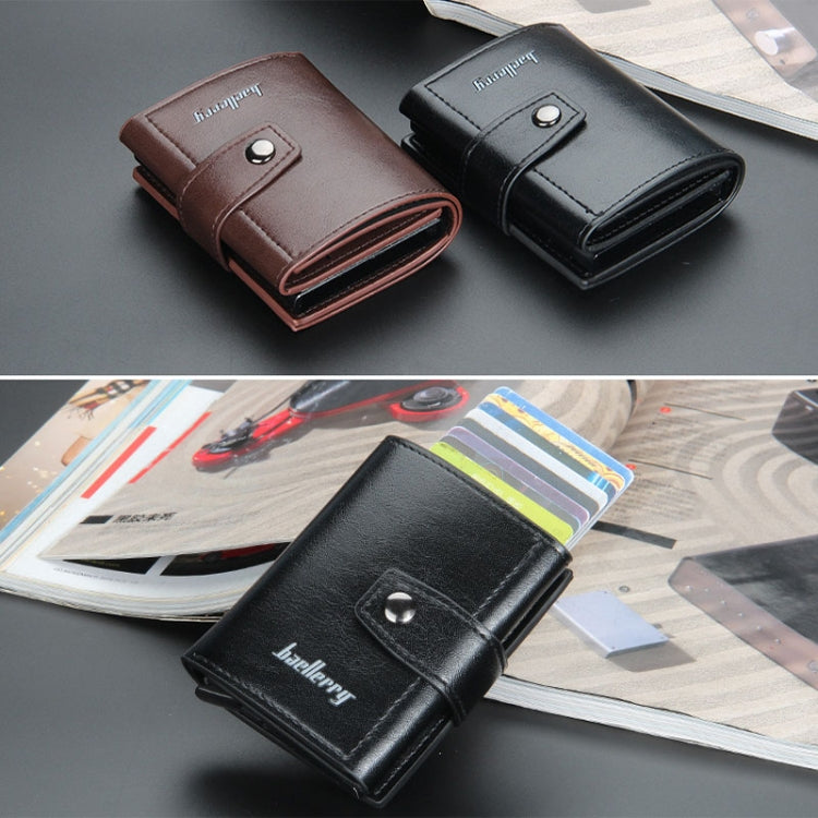 Baellerry RFID Anti-Theft Automatic Pop-Up Card Wallet Buckle Metal Aluminum Shell Card Holder(Black)