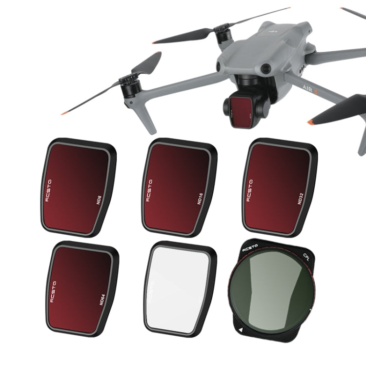 For DJI Air 3 RCSTQ Multi-Layer Coating Water-resistant  Filter, Spec: ND-PL8/16/32/64 4-in-1