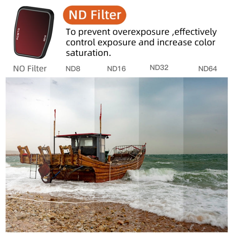 For DJI Air 3 RCSTQ Multi-Layer Coating Water-resistant  Filter, Spec: ND-PL8/16/32/64 4-in-1
