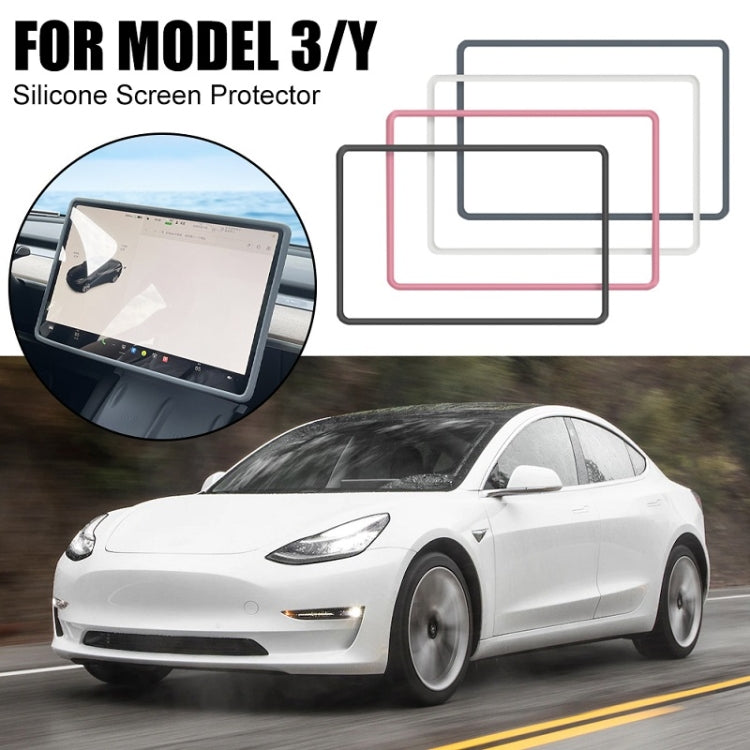 For Tesla Model3/Y Screen Bumper Protective Cover Silicone Frame(Pink)