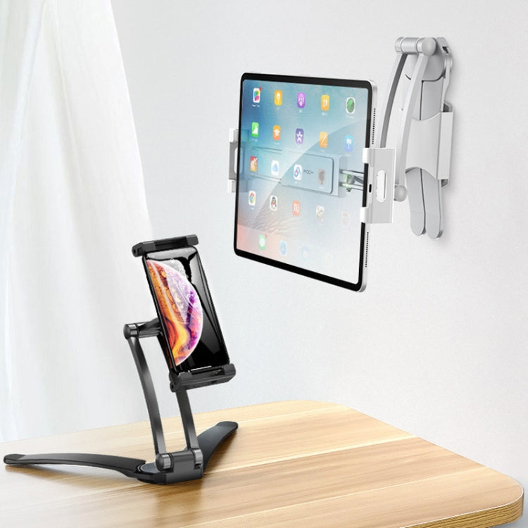 2 In 1 Aluminum Alloy Tablet PC Holder Wall Mount Mobile Phone Holder(Silver)