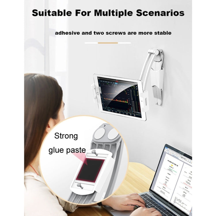 2 In 1 Aluminum Alloy Tablet PC Holder Wall Mount Mobile Phone Holder(Silver)