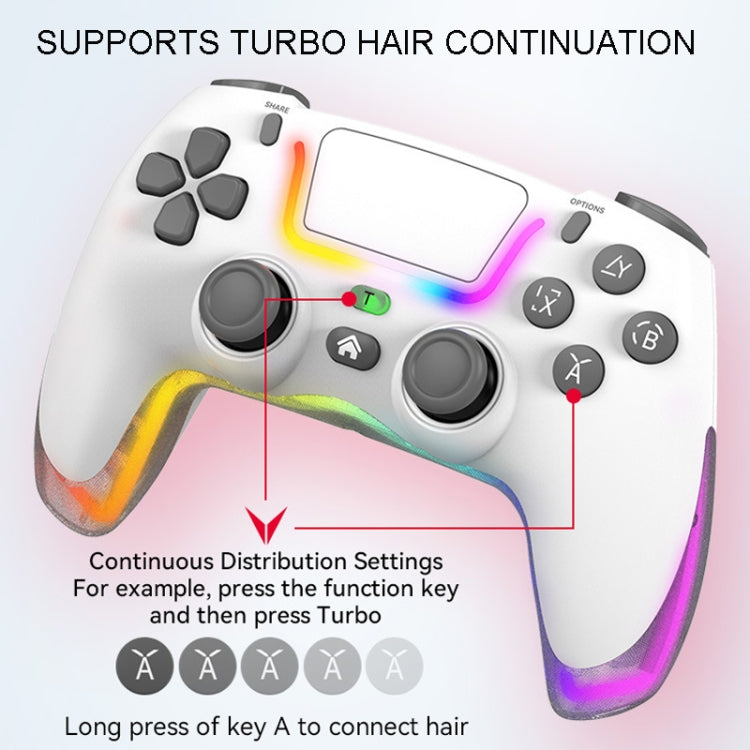 For PS4 Dazzle Color Light Wireless Bluetooth Grip(White)
