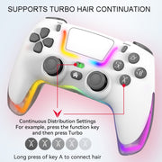 For PS4 Dazzle Color Light Wireless Bluetooth Grip(White)