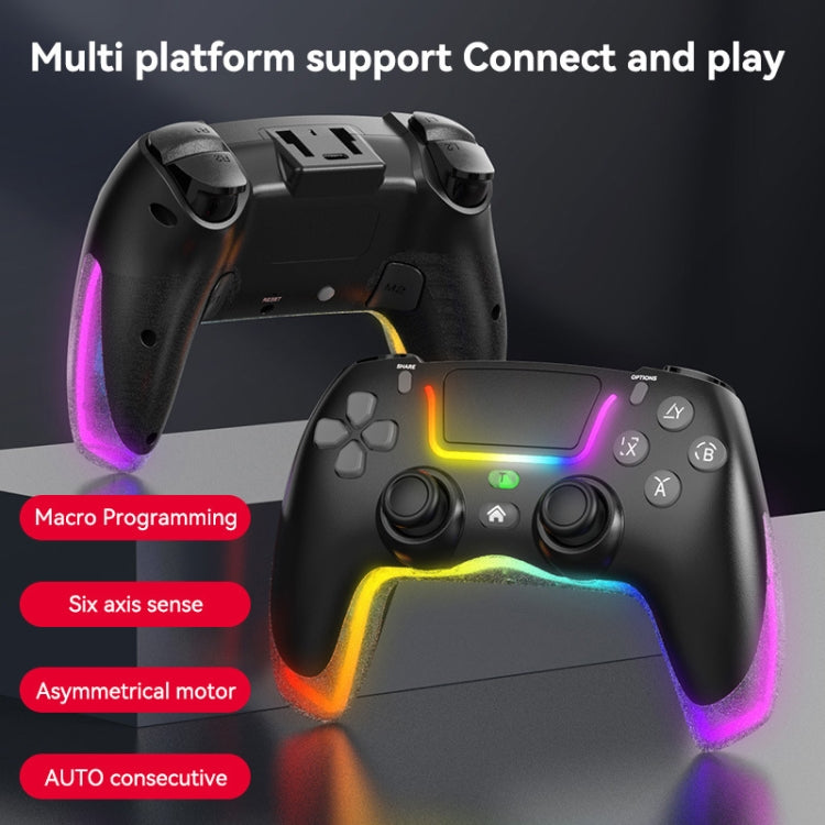 For PS4 Dazzle Color Light Wireless Bluetooth Grip(Pink)