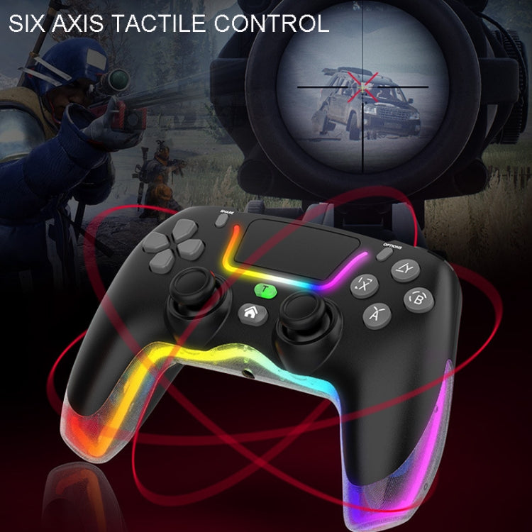 For PS4 Dazzle Color Light Wireless Bluetooth Grip(White)