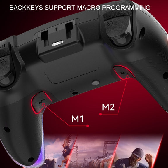 For PS4 Dazzle Color Light Wireless Bluetooth Grip(White)